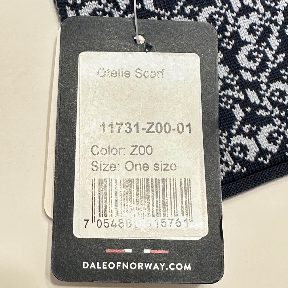 NEW Dale of Norway Otelie Scarf Navy White 100% Merino Wool Nordic Knit Luxury - Picture 5 of 7